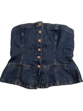 Women's GAP Blue Denim Strapless Crop Top Plus Size 14